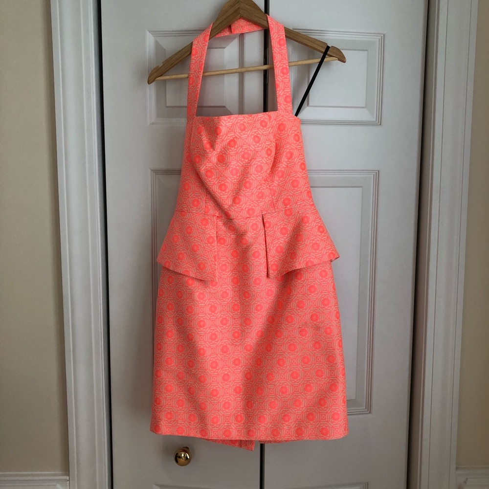 Laundry by Shelli Segal neon pink and cream dress